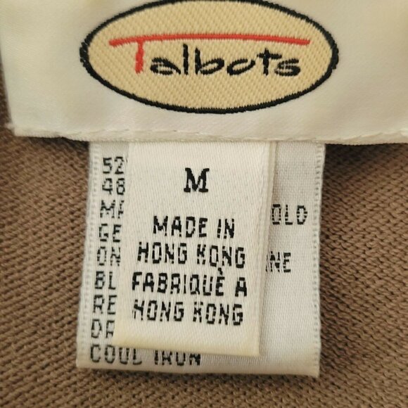 Talbots Olive Brown Button-Up Long Sleeve Cardigan Sweater Size Medium - Picture 6 of 8